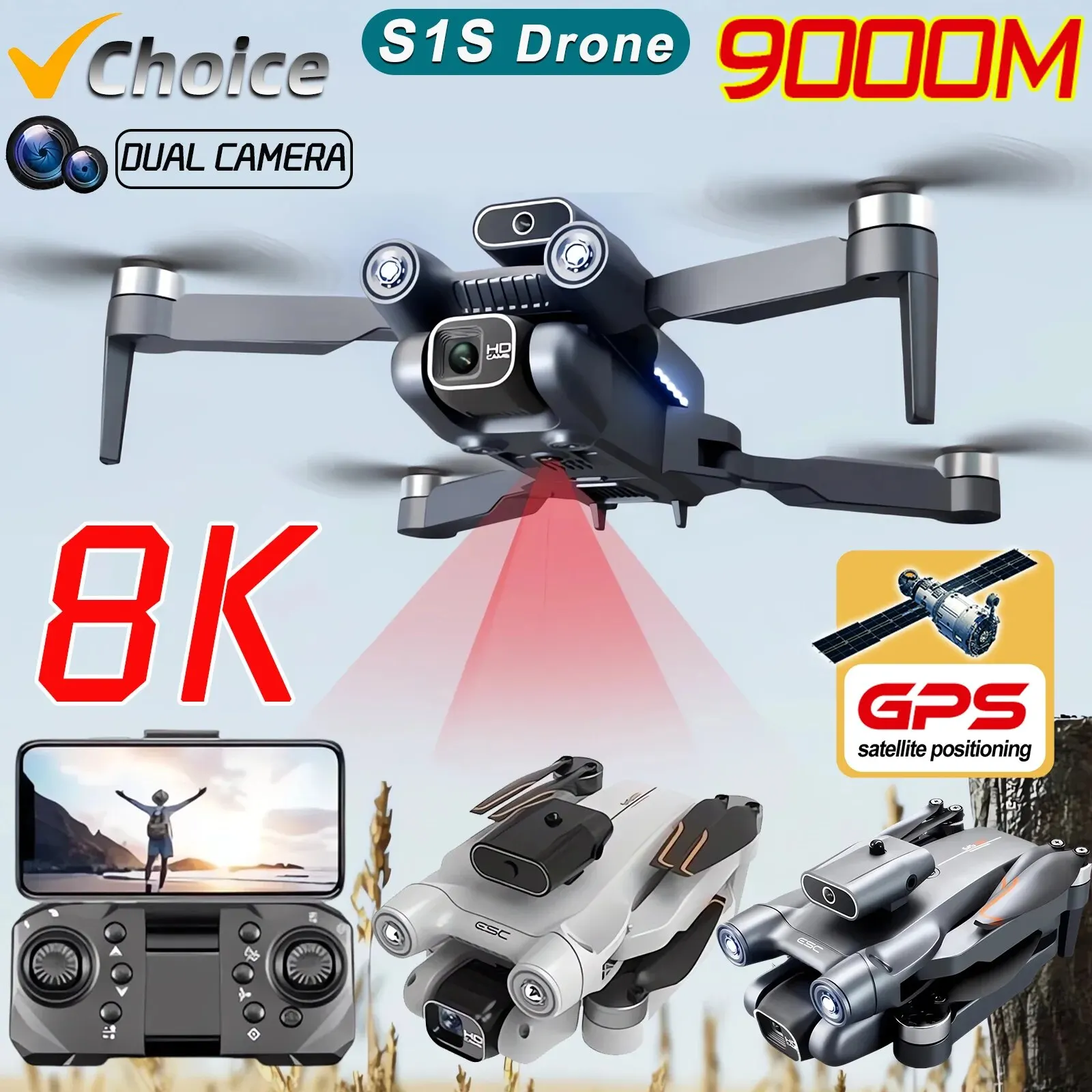 New S1S 5G GPS Drone Camera 8K - Drone Gps Mount のレビューと価格