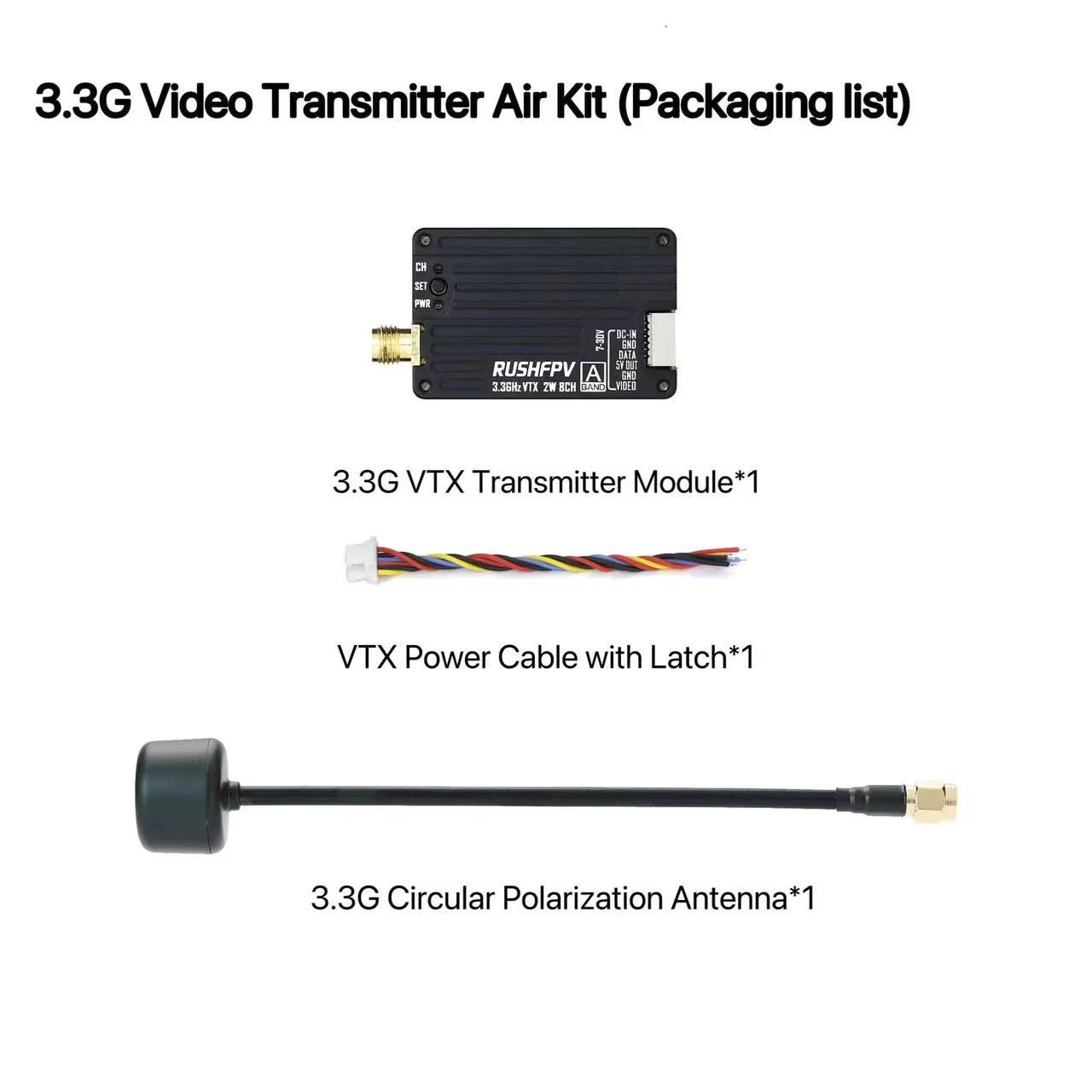 RUSHFPV 3.3G 2W VTX Transmitte - Drone Receiver のレビューと価格