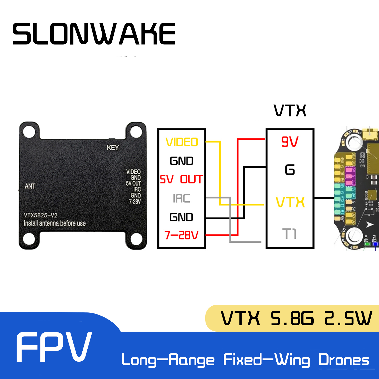 SLONWAKE 5.8G 48CH FPV Transmi - Drone Frame のレビューと価格